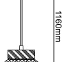 Skizze der olivgrünen Brilliant Pendelleuchte Giada, Ø 16 cm, mit Maßangaben.