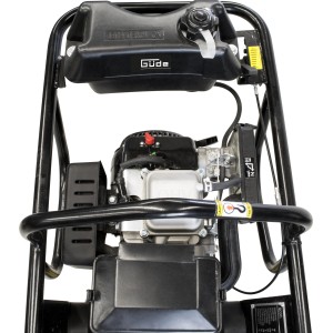 Detailaufnahme des Güde Vibrationsstampfers GVS 80, Baugerät für Bodenverdichtung.