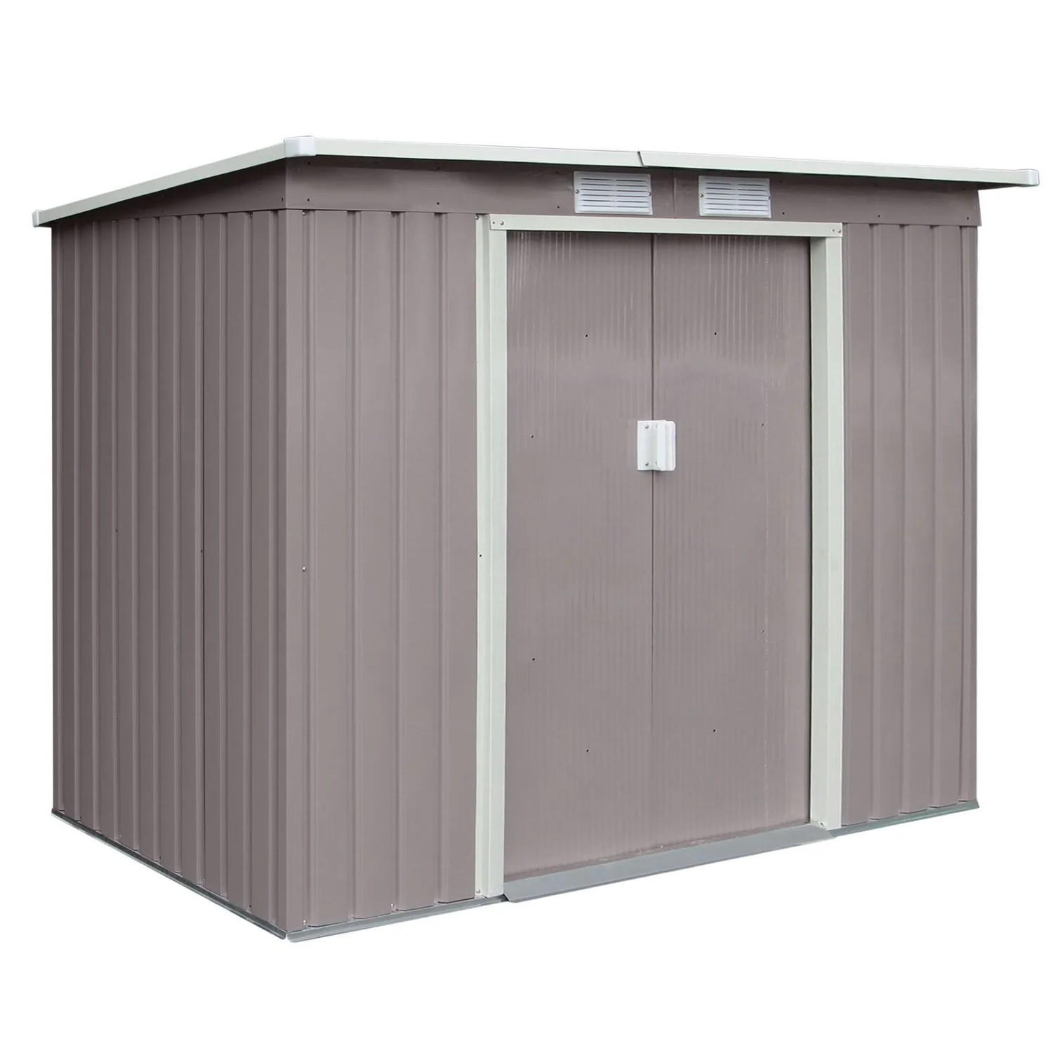 Hattoro P100 Metall Gerätehaus Geräteschuppen Mit Bodenrahmen 3,6 m³ Pultdach Hellgrau
