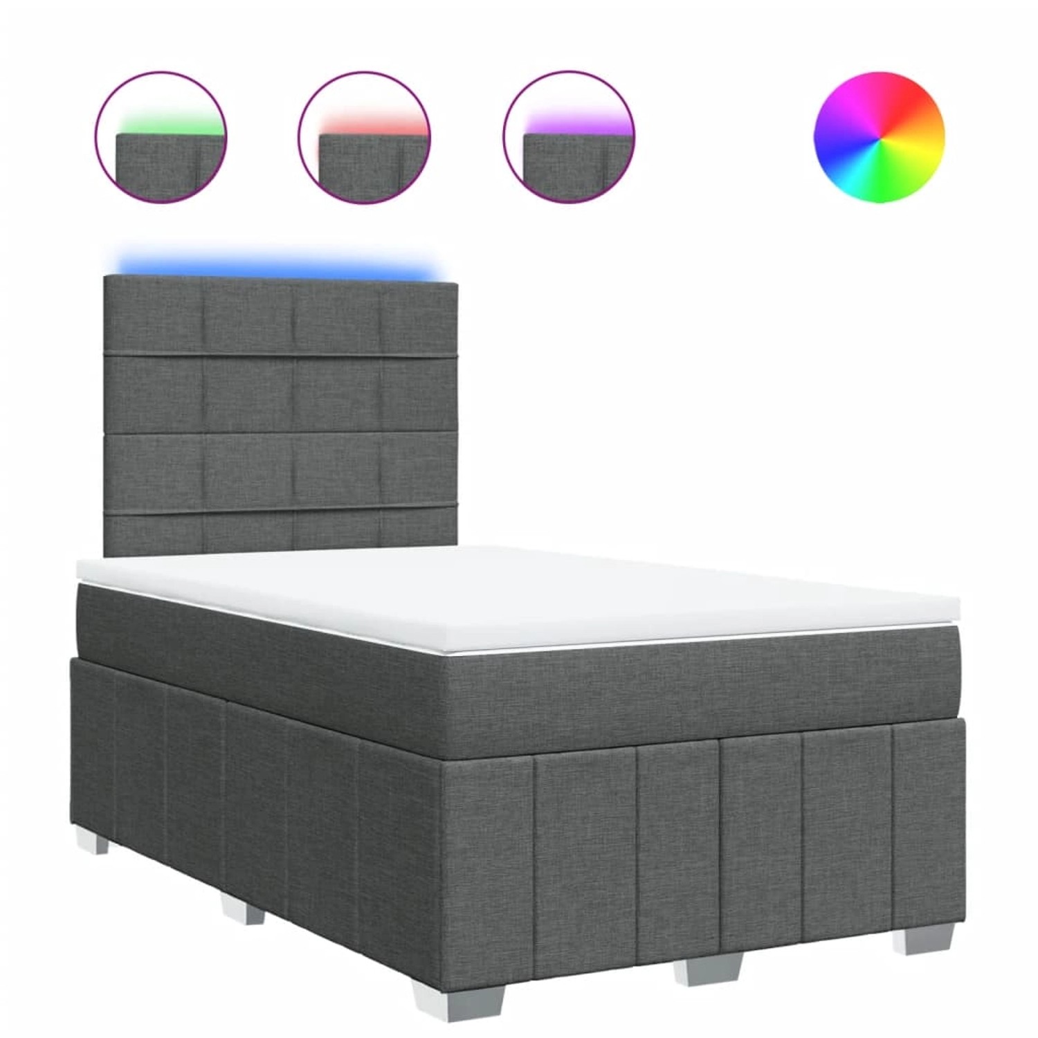 vidaXL Boxspringbett mit Matratze Dunkelgrau 120x200 cm Stoff 3293936 günstig online kaufen