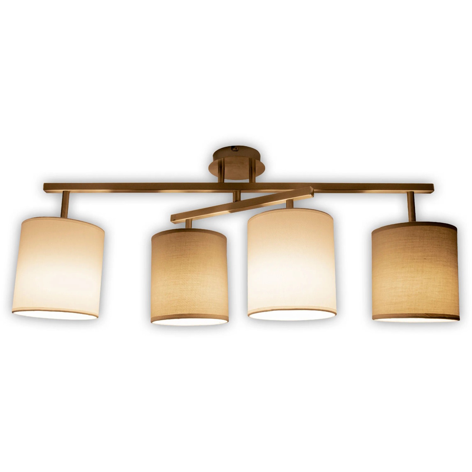 Schwarze Näve Deckenleuchte Tilde, 4-flammig mit Stoffschirmen. Moderne Deckenlampe für Wohnräume.