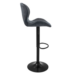 ML-Design Barhocker, 2er Set, anthrazitfarbenes Kunstleder mit Rückenlehne und Fußstütze.