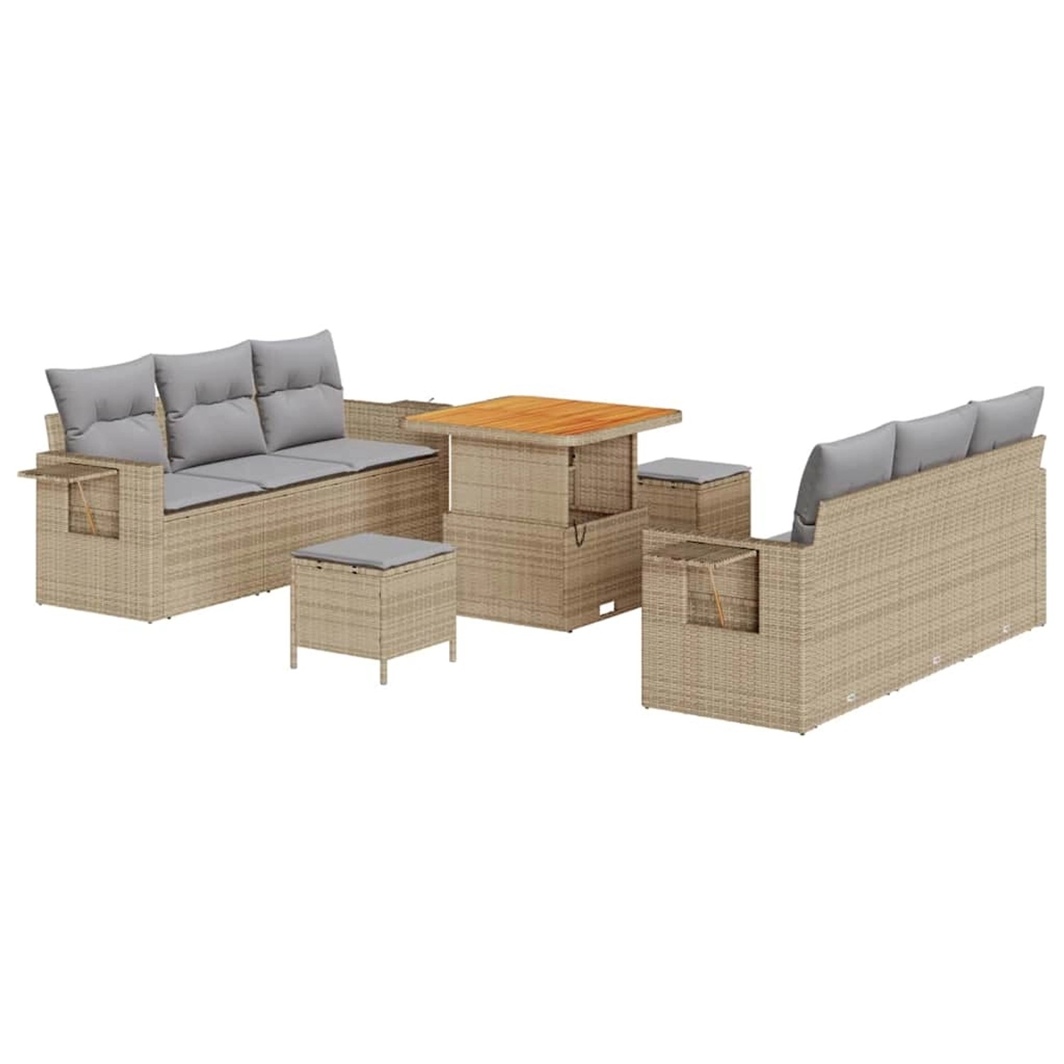 vidaXL Garten-Sofa-Set 9-Tlg Beige Poly Rattan 3361697 günstig online kaufen
