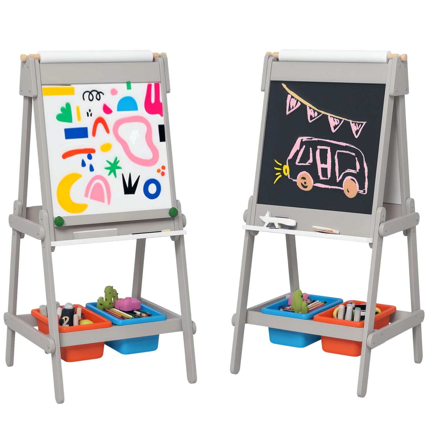 AIYAPLAY Kindertafel MDF Kiefernholz Grau 51L x 50B x 108H cm günstig online kaufen