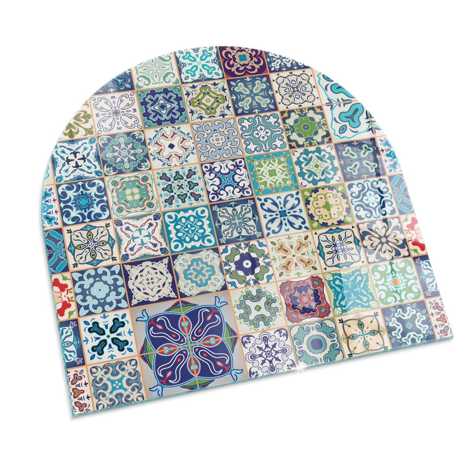 Tulup Glasplatte für Kamin Mosaikmuster auf Fliesen Glas unter Kamin Halbkr günstig online kaufen