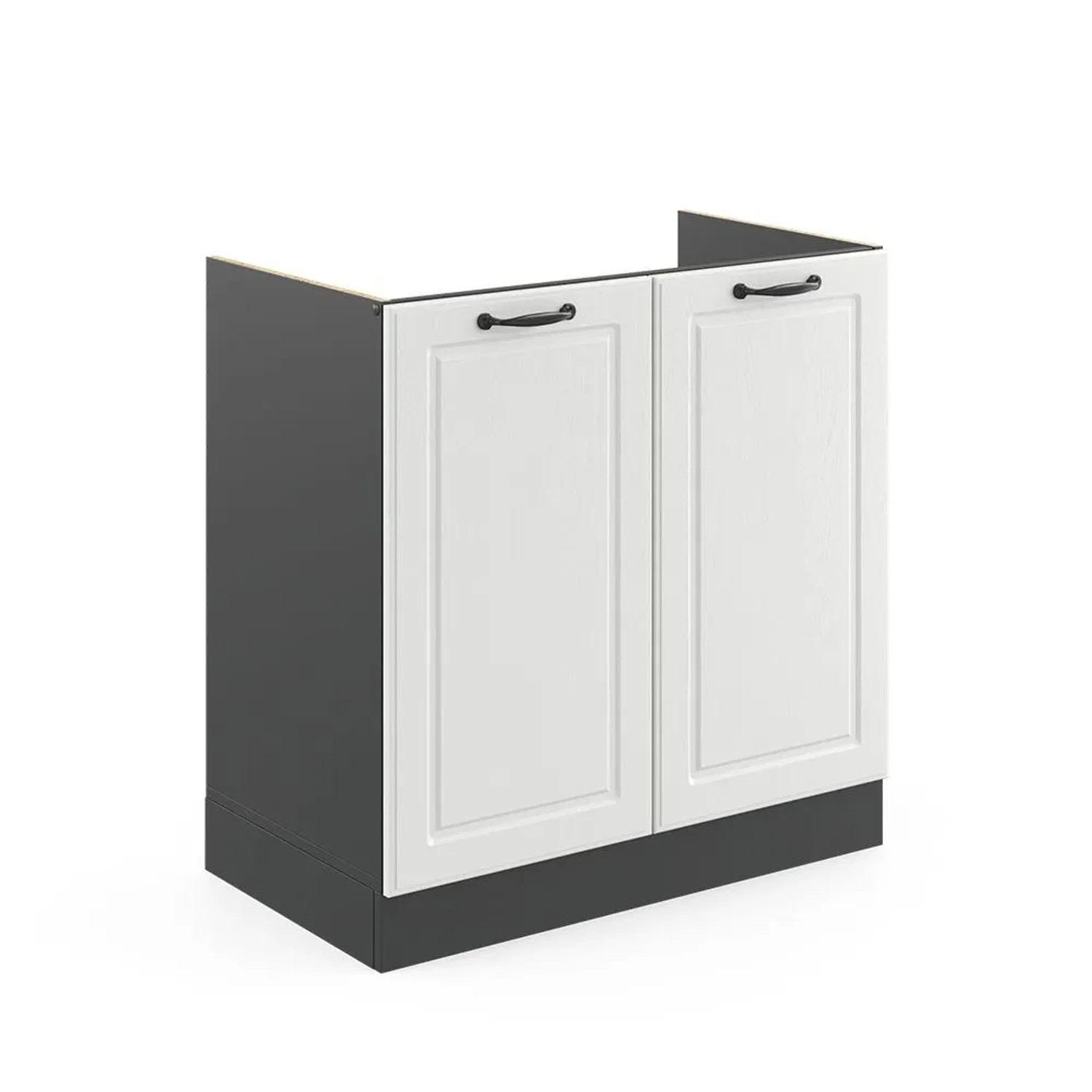 Vicco Spülenunterschrank R-Line Weiß Landhaus Anthrazit 80 cm ohne Arbeitsplatte