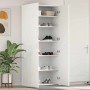 Weißer vidaXL Schuhschrank mit Regal, aus Holzwerkstoff, mit offenen Türen und Schuhen.