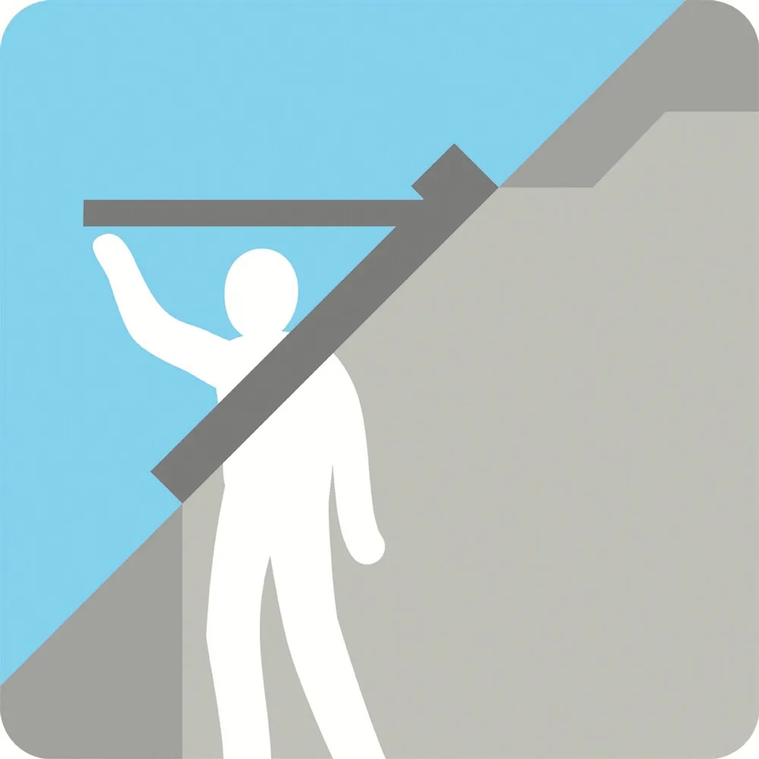 Symbol für Velux Klapp-Schwingfenster: Einbau und freier Zugang am Dachfenster.
