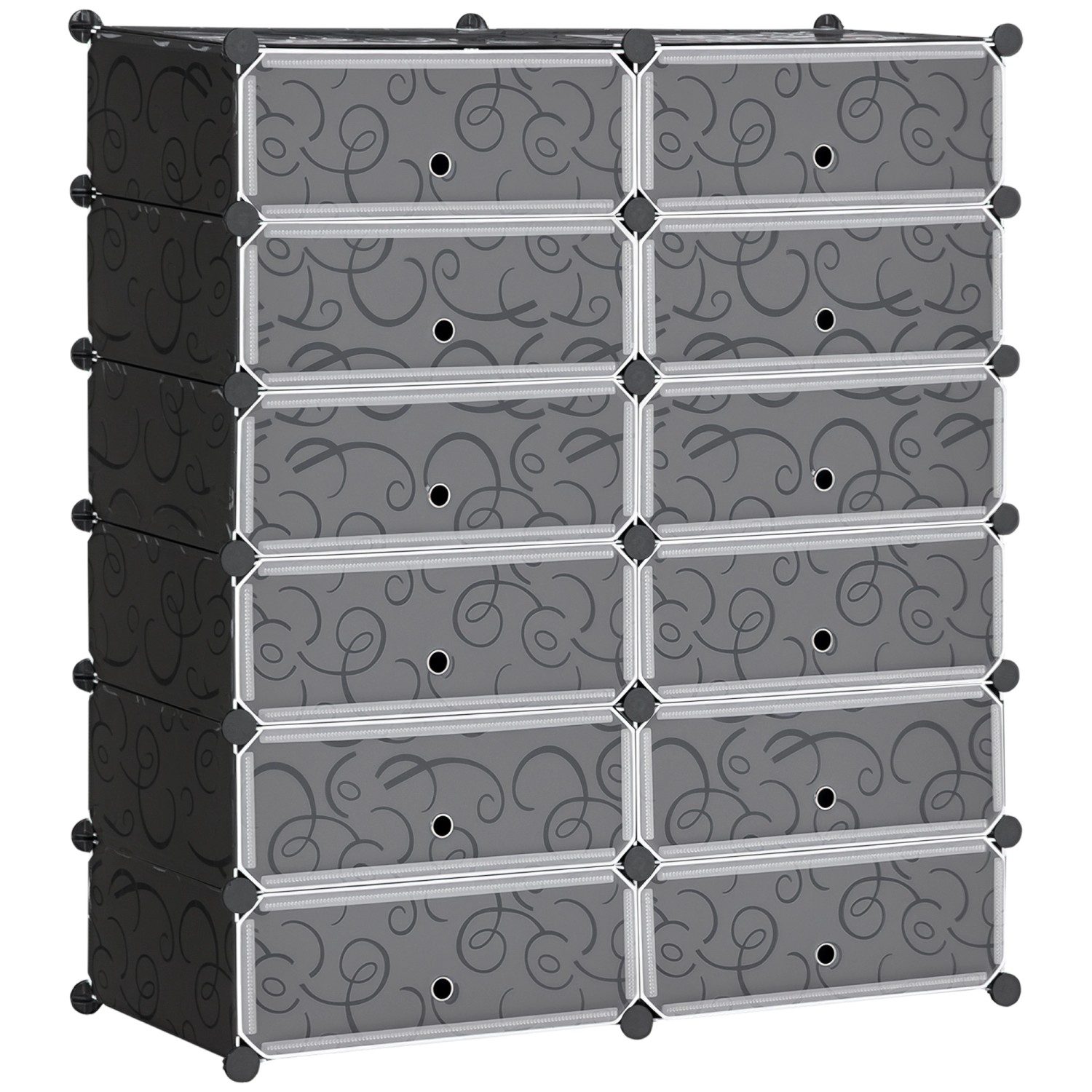 HOMCOM Schuhschrank Kunststoff Stahl 94L x 37B x 108H cm Schwarz