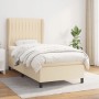 Cremefarbenes vidaXL Boxspringbett (80x200 cm) mit Matratze und hohem Kopfteil.