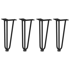 4er Set schwarze vidaXL Haarnadelbeine aus Stahl, 30 cm hoch, für Couchtische.