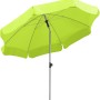Apfelgrüner Schneider Balkonschirm Locarno Ø 200 cm mit Knickfunktion.