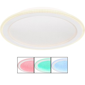 Weiße LED-Deckenleuchte Tini von Globo, Ø 40cm, mit Farbwechsel und Fernbedienung.