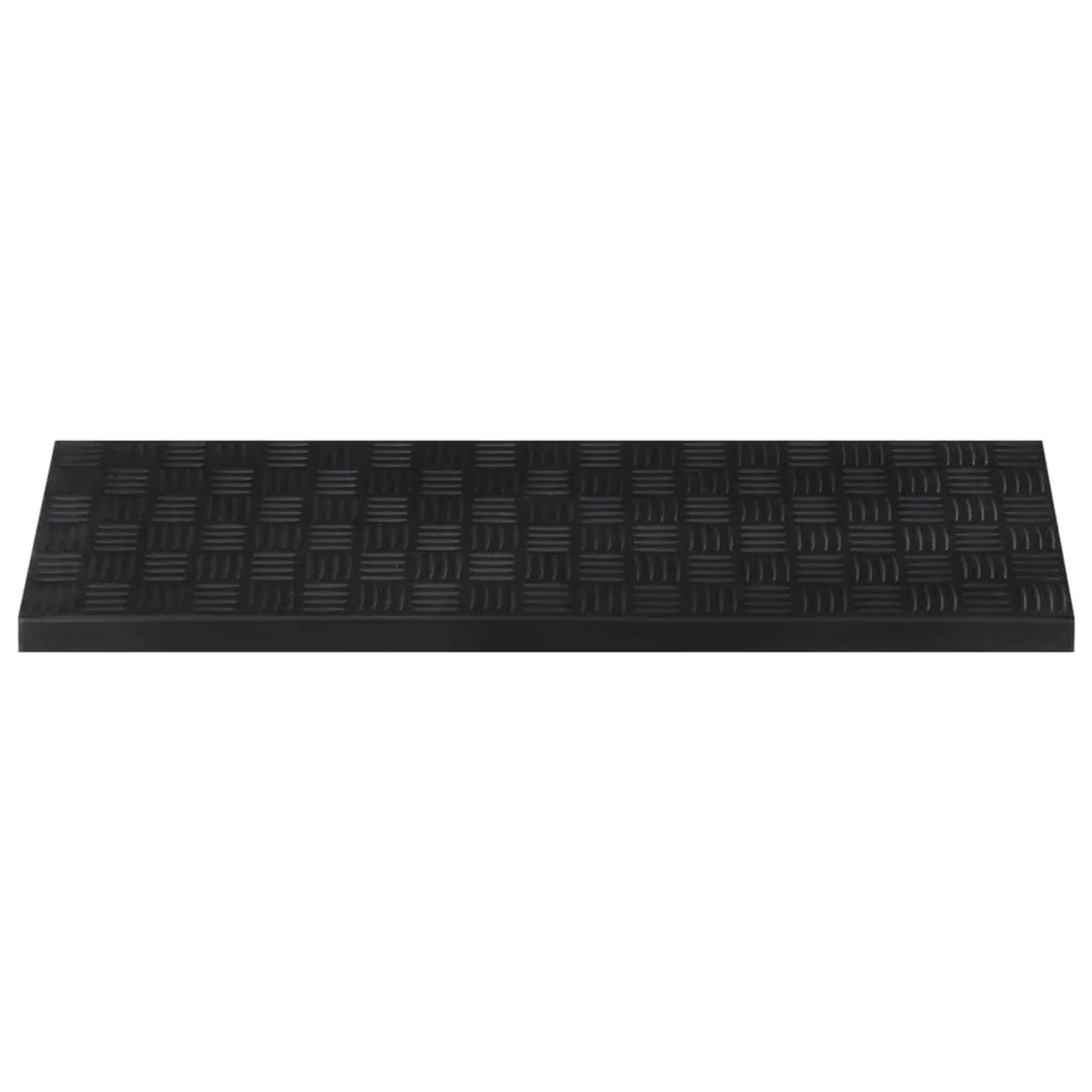 Schwarze Gummi Stufenmatte 25x75 cm mit rutschfester Rautenstruktur für sicheren Halt auf Treppen.