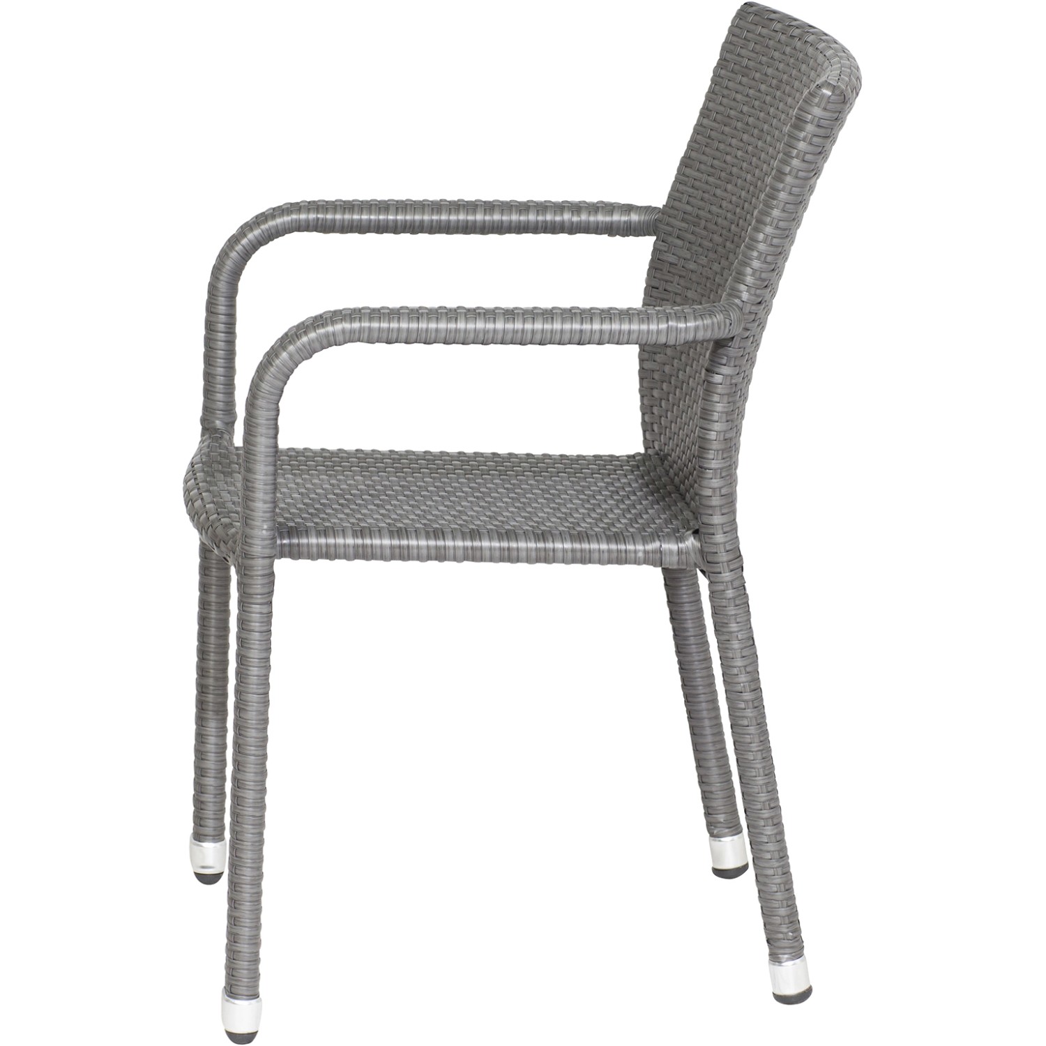 Grauer Siena Garden Stapelsessel Minas aus Gardino-Geflecht mit Aluminiumgestell.