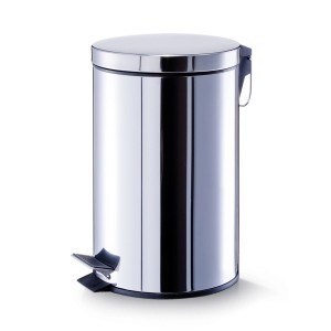 Zeller Treteimer aus Edelstahl, 12 Liter, runder Mülleimer mit Pedal und Deckel.