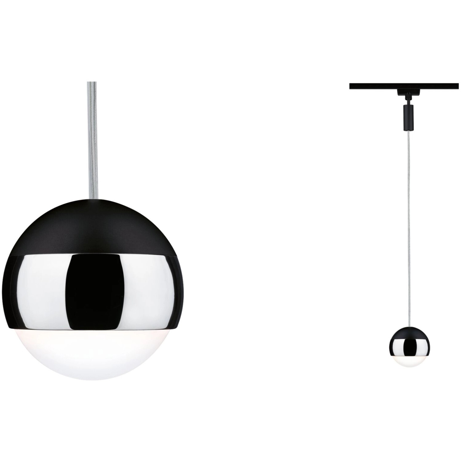 Paulmann Urail LED Pendel Capsule II, schwarz/chrom matt. Schienensystem-Leuchte für individuelle Beleuchtung.