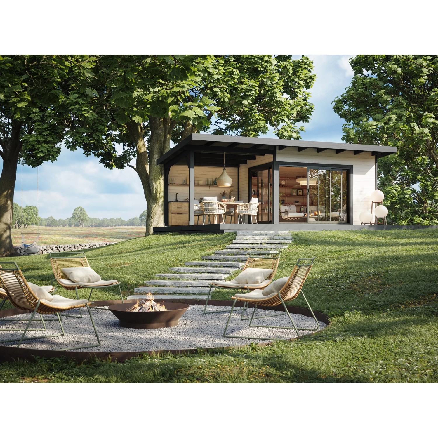 Palmako Gartenhaus Andrea Slide Plus 693 x 300 cm Hellgrau-Anthrazit FSC® günstig online kaufen