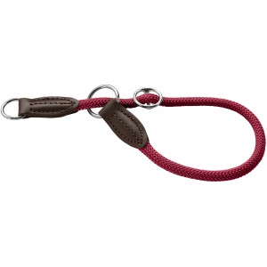 Hunter Freestyle Dressurhalsung in Bordeaux, Gr. L-XL, aus robustem Polyamid-Tau mit Lederkappen und Stoppring.