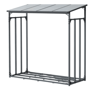 DELUKE Kaminholzregal Außen mit Dach ELOS 182x70x185cm Metallrahmen Brennholzregal Außen Brennholzunterstand Kaminholzunterstand