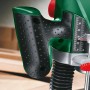 Detailaufnahme der Bosch Oberfräse 1400 ACE mit Hubhöhenanzeige und ergonomischem Griff.