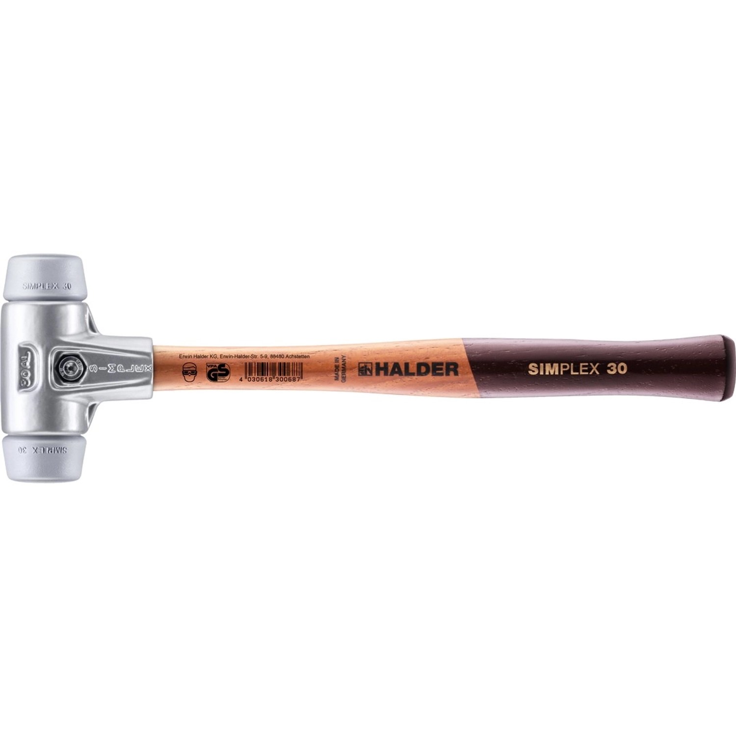 Halder Simplex Schonhammer Ø 30 mm TPE-mid Grau mit Aluminiumgehäuse günstig online kaufen