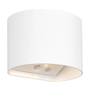 Weiße Reality LED Akku Wandleuchte Genie mit Bewegungsmelder für den Außenbereich.