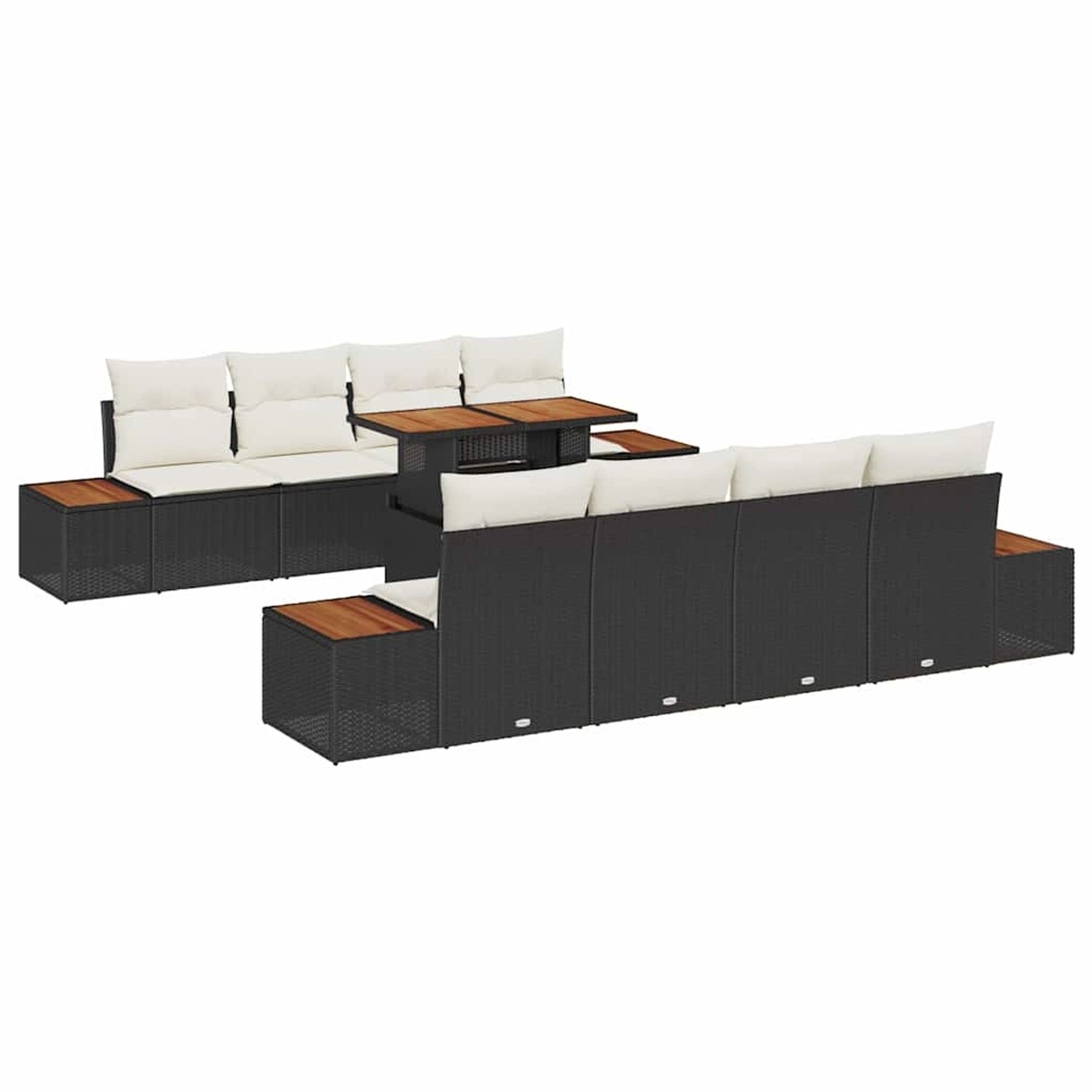 vidaXL Garten-Sofa-Set mit Speicher 9-Tlg Schwarz Poly Rattan 3358786 günstig online kaufen
