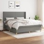Dunkelgraues vidaXL Boxspringbett 180x200 cm mit Stoffbezug und Matratze.