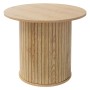 Runder Couchtisch in Holz-Optik Braun, Ø60 cm, mit zylindrischem Fuß und vertikalen Rillen. Modernes Design für Wohnzimmer.