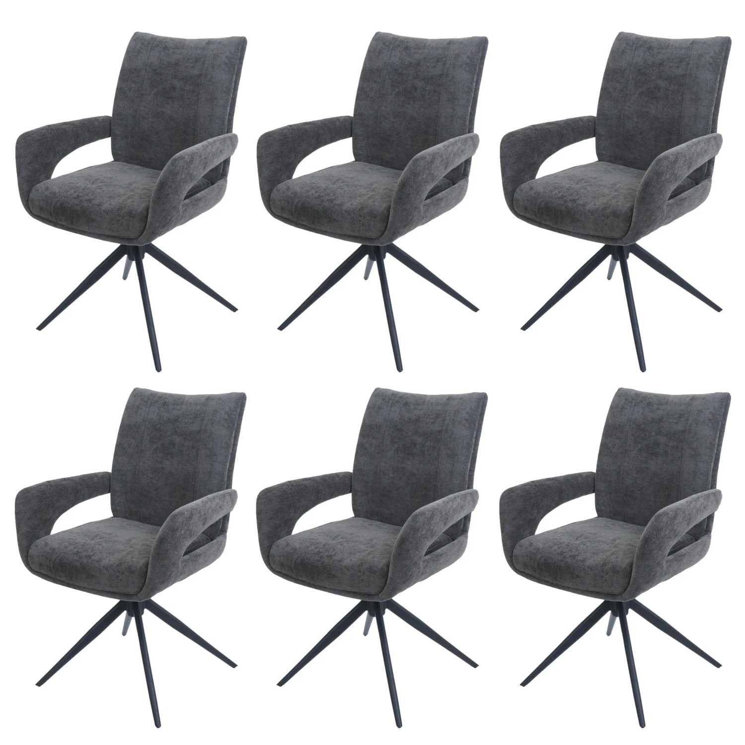 MCW Esszimmerstuhl O78 6er-Set Dunkelgrau