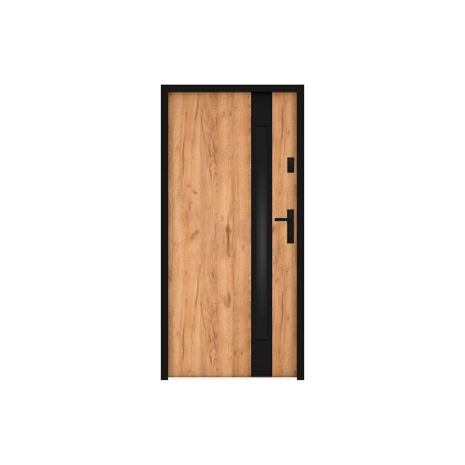 Vente-unique Haustür Braga Schwarz  Naturfarben Hell 95 cm