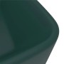 Matt dunkelgrünes Keramik-Waschbecken von vidaXL. Detailansicht der glatten Oberfläche des Einzelwaschtisches.