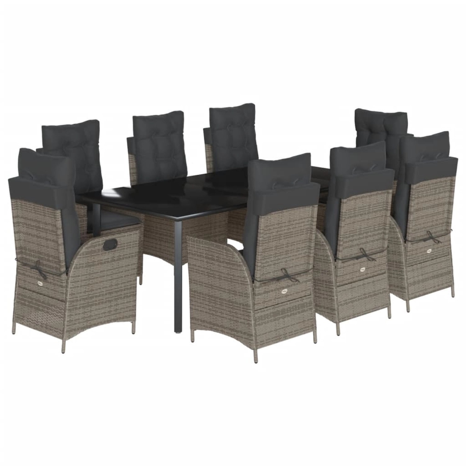 vidaXL 9-Tlg Garten-Essgruppe mit Kissen Grau Poly Rattan 3213232 günstig online kaufen