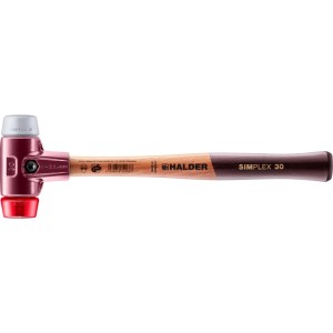 Halder Simplex Schonhammer Ø 30 mm TPE-mid Grau Plastik Rot mit Tempergussgehäuse