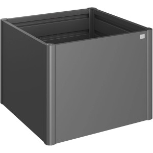 Biohort Hochbeet aus Metall, dunkelgrau-metallic, 102x102x77cm. Quadratisches, leeres Beet.