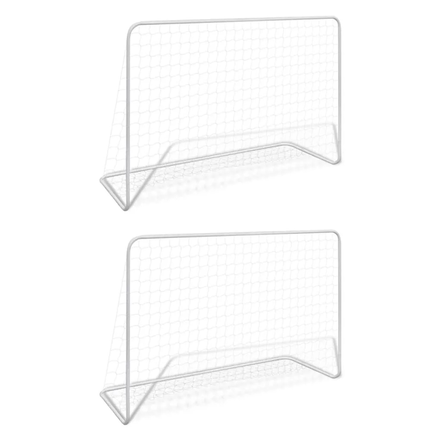 vidaXL Fußballtore 2 Stk mit Netzen 182x61x122 cm Stahl Weiß 276047