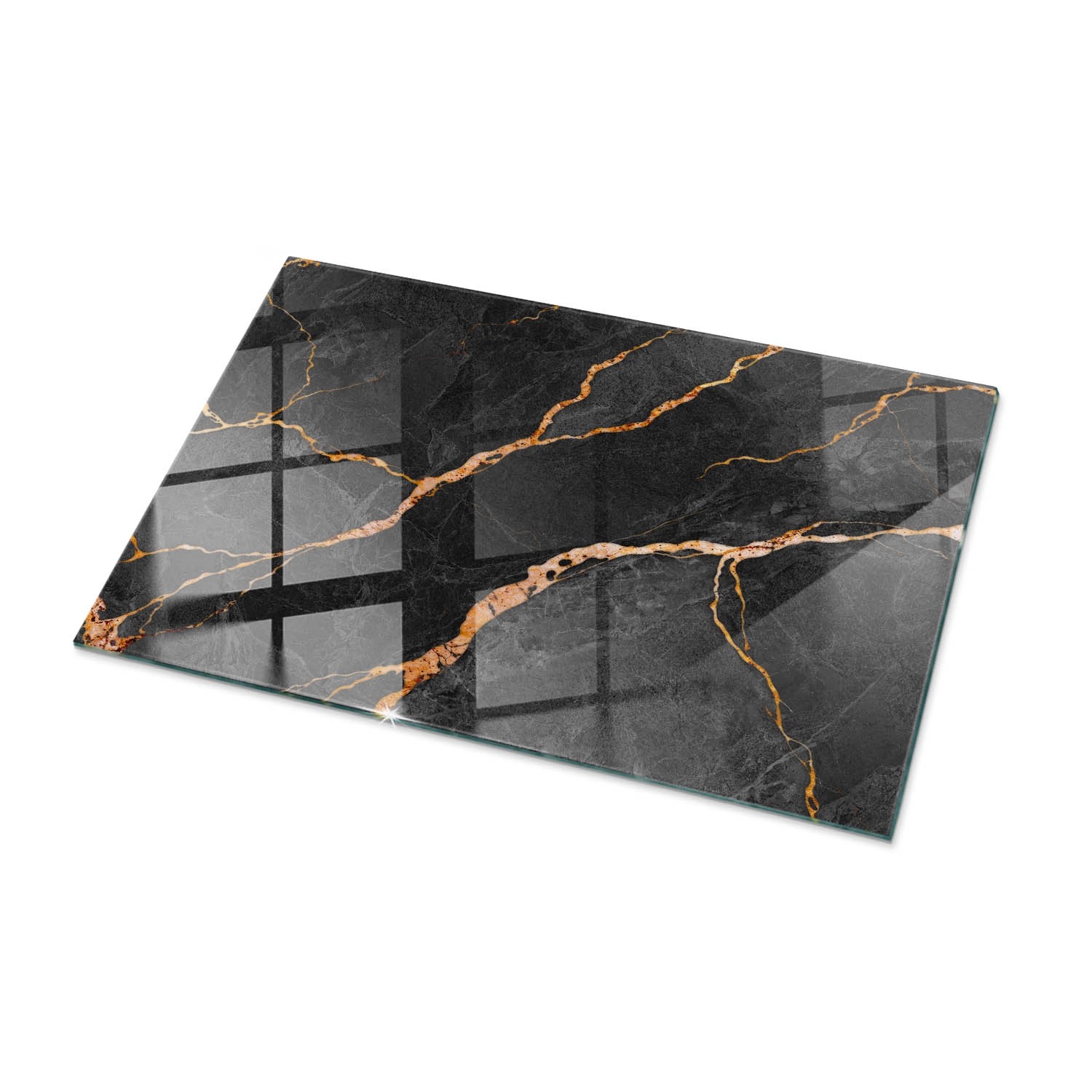 Tulup Tischplatte Marmormuster mit Adern Couchtischplatte 100x70 cm Schwarz günstig online kaufen