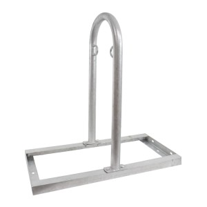 TRUTZHOLM Fahrradanlehnbügel aus Stahl, feuerverzinkt, für 2 Fahrräder, mit Bodenrahmen.