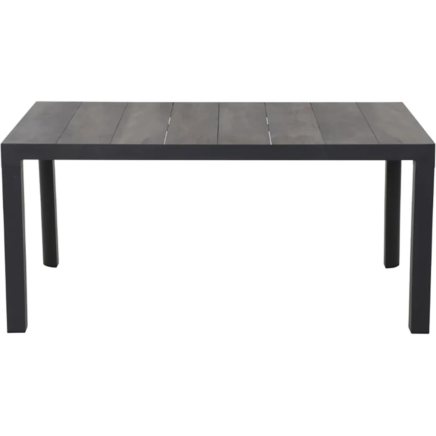 Esstisch aus dem Siena Garden Dining-Set Velia, anthrazitfarbenes Gestell, Tischplatte in Grau.