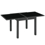 Schwarzer Outsunny Gartentisch aus Aluminium, erweiterbar von quadratisch zu rechteckig.