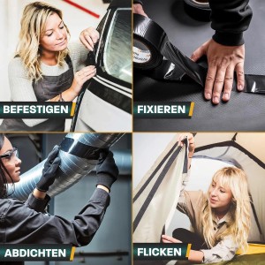 Anwendungsbeispiele: Hinrichs Panzerband, 4 Rollen, schwarz, zum Befestigen, Fixieren, Abdichten und Flicken.