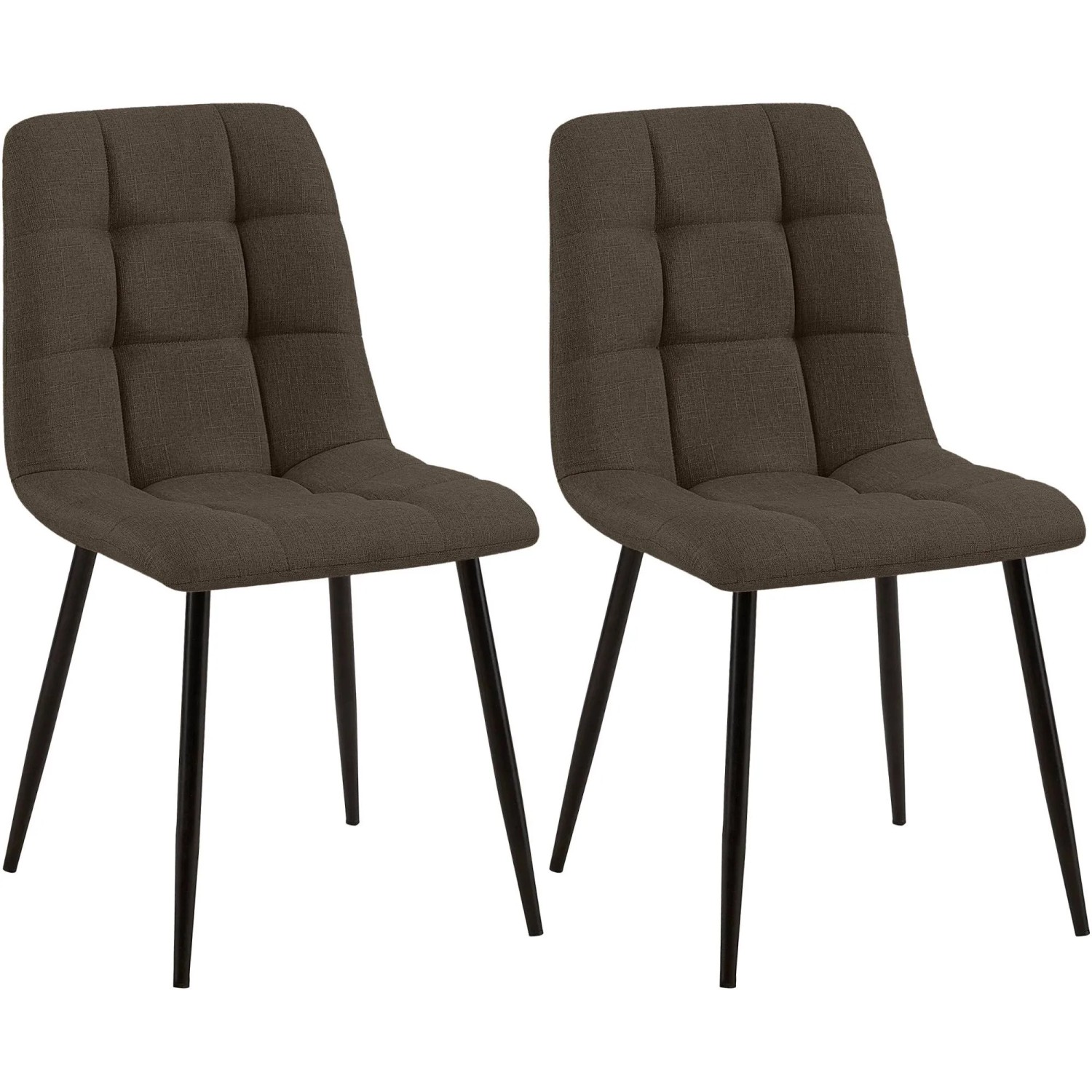 DELUKE 2er Set Esszimmerstuhl FIGAD Stoff Braun 45x55x84cm Essstühle Esszimmerstühle Küchenstühle Wohnzimmerstühle