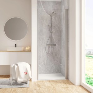 Schulte Duschkabine Garant 2.0, Drehtür in Nische, Alunatur, 200x90 cm, rechts.