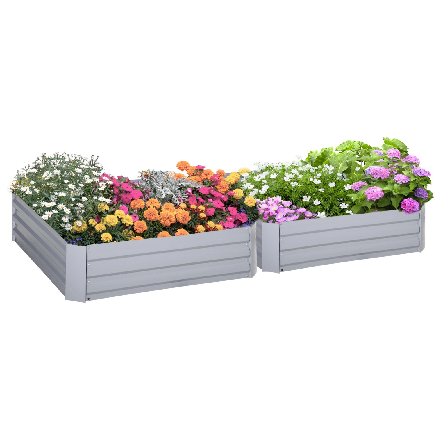 Outsunny Garten-Bett Set Stahl Grau 100L x 100B x 30H cm günstig online kaufen