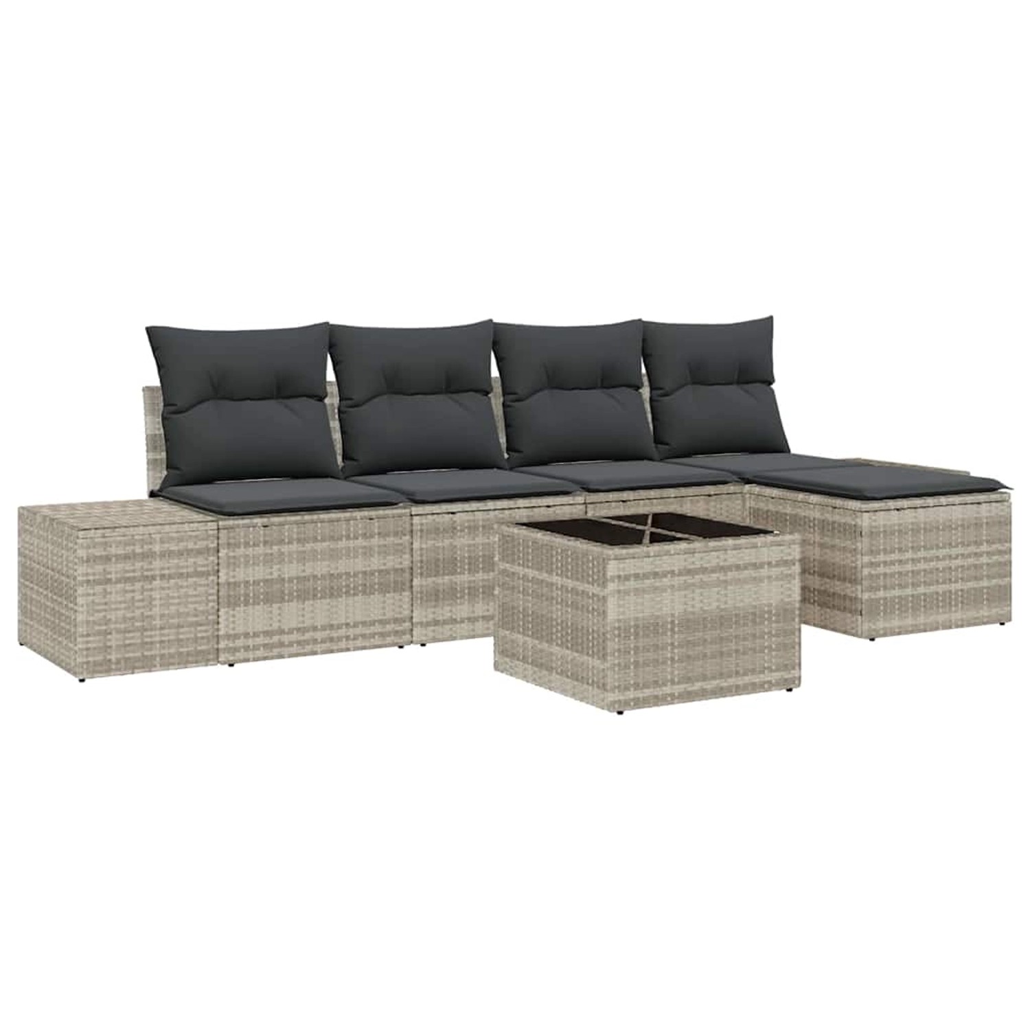 vidaXL 6-Teiliges Garten-Sofaset mit Kissen in Grau aus Poly Rattan 3347032 günstig online kaufen