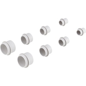 Hensel Einsteckstutzen-Set, 8 graue Kunststoff-Stutzen für Abzweigkästen in verschiedenen Größen.