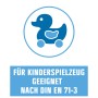 Symbol: Buntlack geeignet für Kinderspielzeug nach DIN EN 71-3.