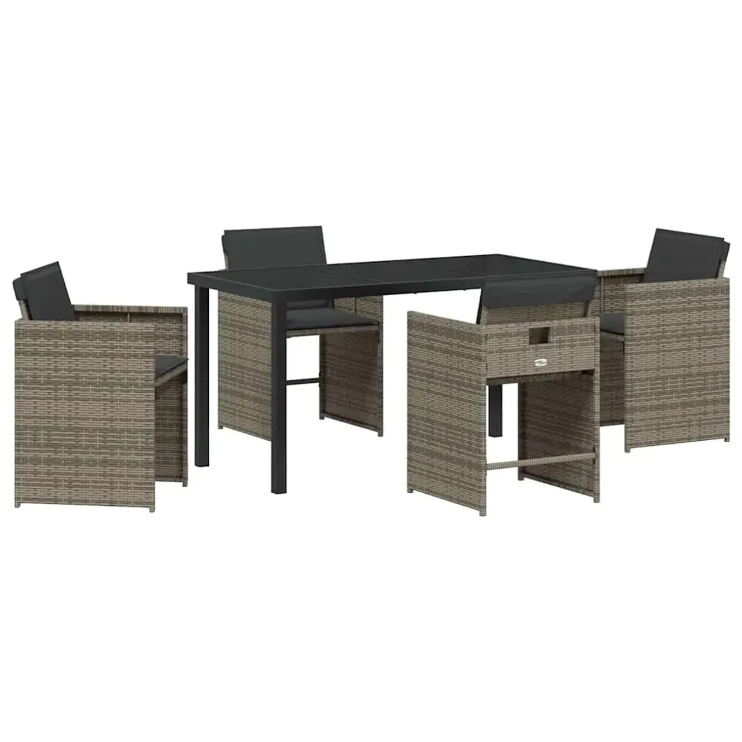vidaXL 5-Teiliges Garten-Essset mit Kissen Grau Poly Rattan 3379981