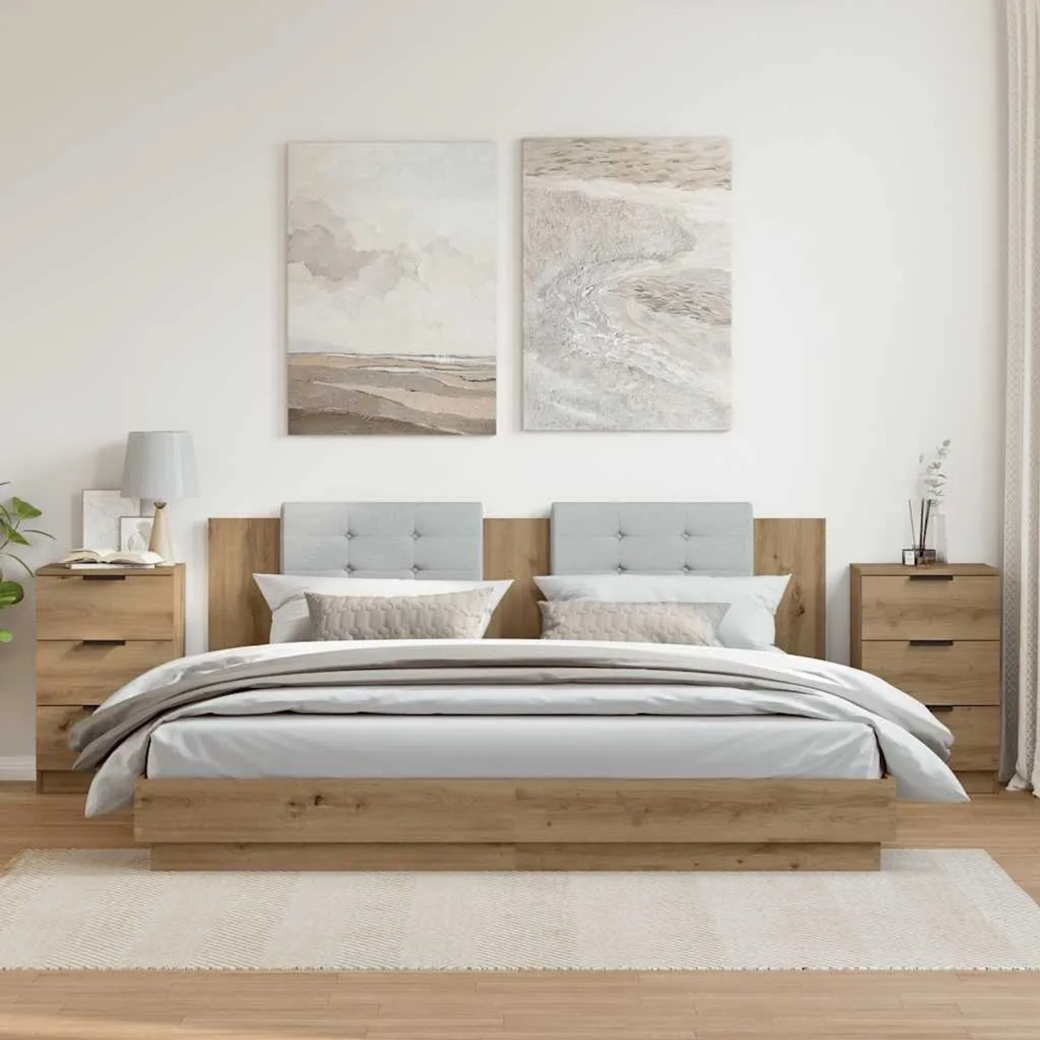 Set aus zwei Nachttischen in Artisan-Eiche (40x36x65 cm) aus Holzwerkstoff.